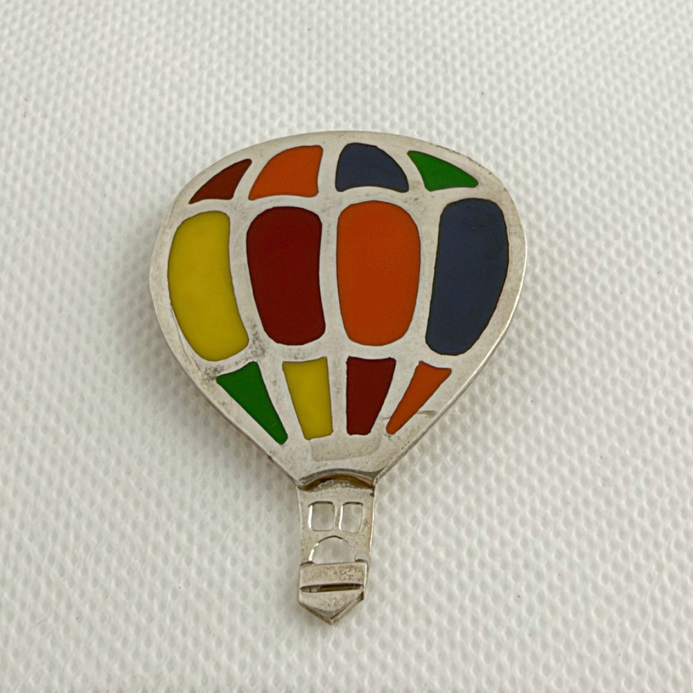 Anne Harvey Hot Air Balloon Sterling Brooch Pendant